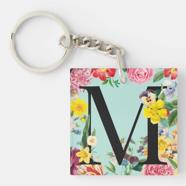 Floral Monogram Keychain (Front)