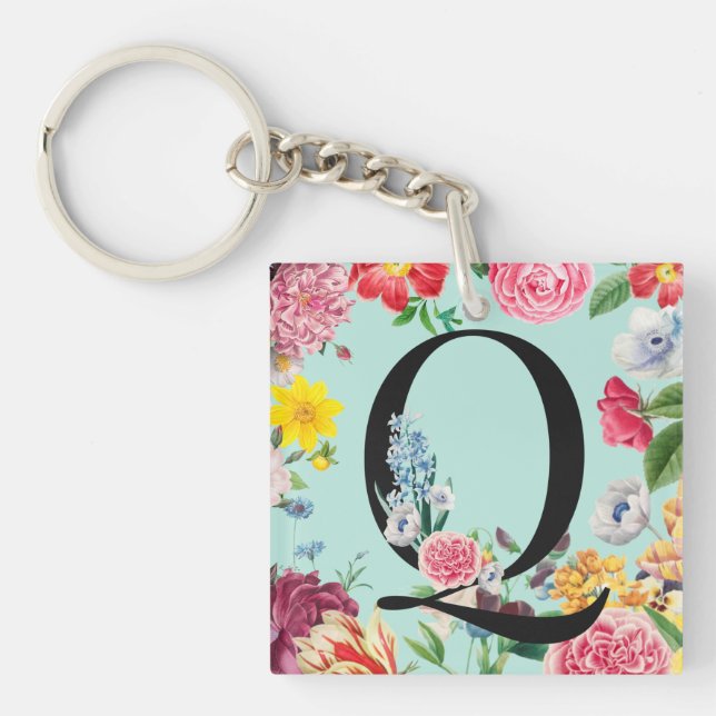 Floral Monogram Keychain (Front)