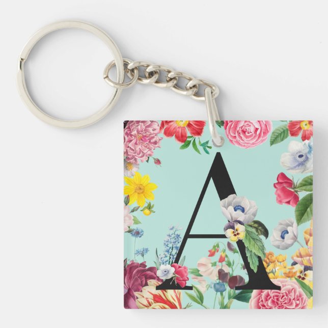 Floral Monogram Keychain (Front)