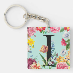 Floral Monogram Keychain