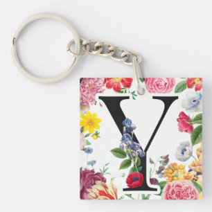 Floral Monogram Keychain