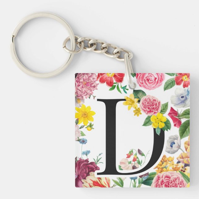 Floral Monogram Keychain (Front)