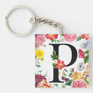 Floral Monogram Keychain