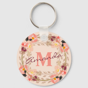 Floral Monogram Keychain
