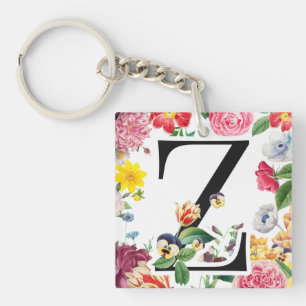 Floral Monogram Keychain