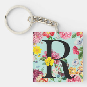 Floral Monogram Keychain