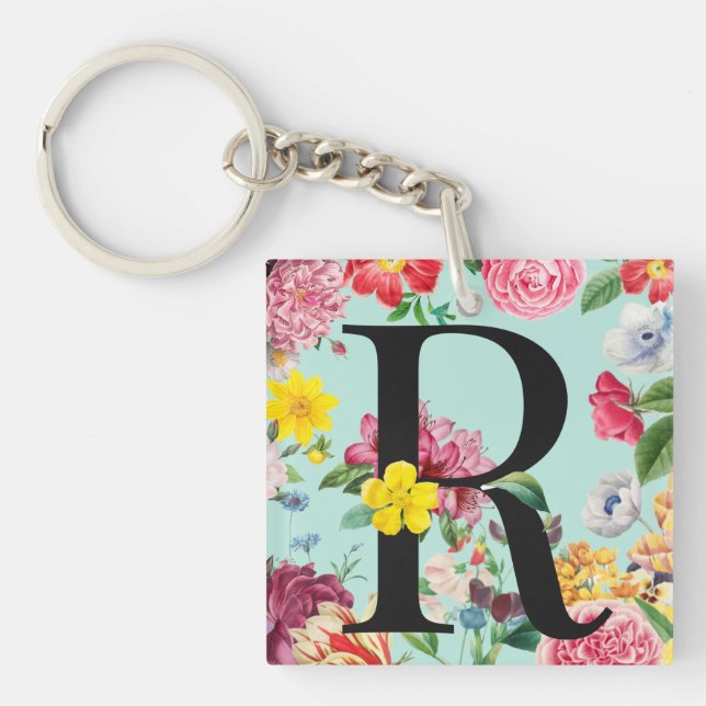 Floral Monogram Keychain (Front)