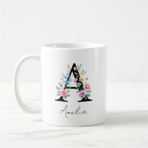  Floral Monogram – Letter A Coffee Mug