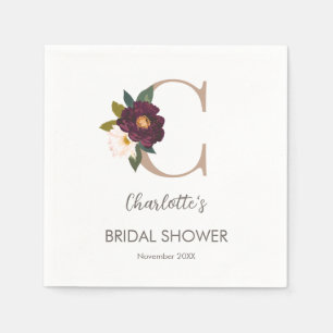 Floral Monogram Letter C Bridal Shower    Napkin