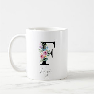 Floral Monogram – Letter F Coffee Mug