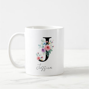 Floral Monogram – Letter J Coffee Mug