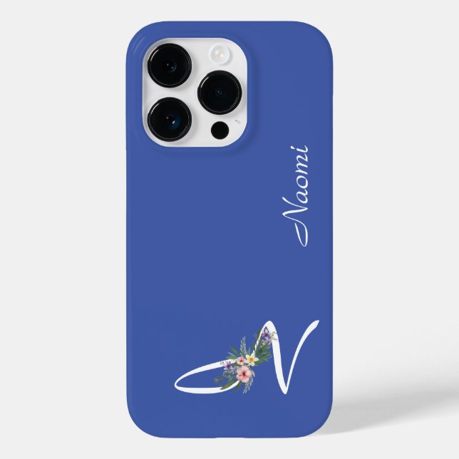 Floral Monogram Letter M Retirement Gift Case-Mate iPhone Case (Back)