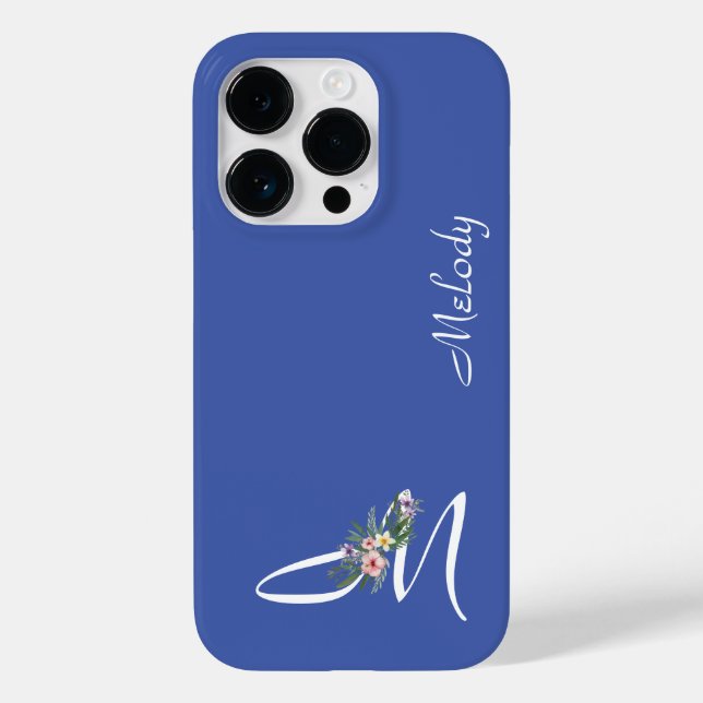 Floral Monogram Letter M Retirement Gift Case-Mate iPhone Case (Back)