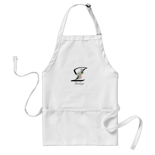 Floral Monogram letter Z Retirement Apron (Front)