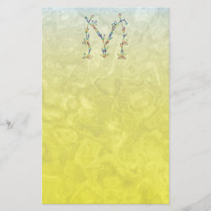 FLORAL MONOGRAM M STATIONERY