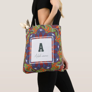 Floral Monogram Mandala Custom name  Tote Bag