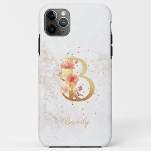 Floral Monogram Name Initial B Letter Personalize iPhone 11 Pro Max Case