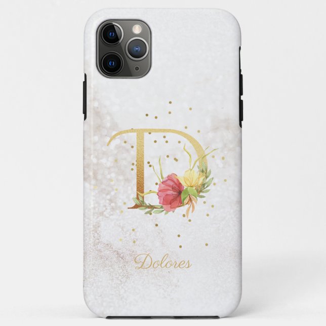 Floral Monogram Name Initial D Letter Personalize Case-Mate iPhone Case (Back)
