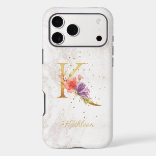 Floral Monogram Name Initial K Letter Personalize