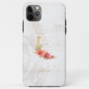 Floral Monogram Name Initial L Letter Personalize iPhone 11 Pro Max Case