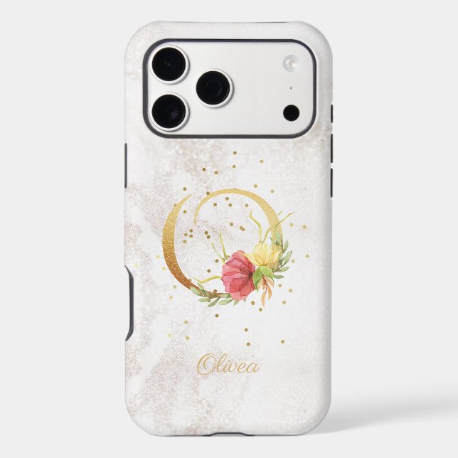 Floral Monogram Name Initial O Letter Personalize (Back)