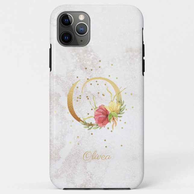 Floral Monogram Name Initial O Letter Personalize Case-Mate iPhone Case (Back)