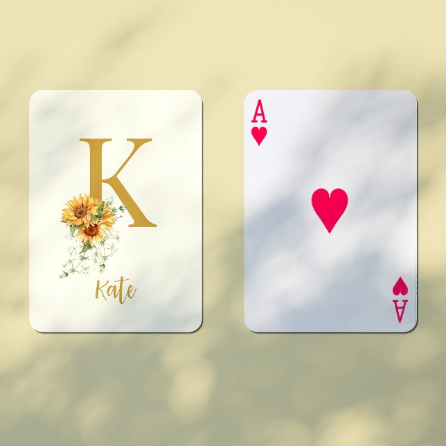 Floral monogram name initial personalized playing cards (Creator Uploaded)
