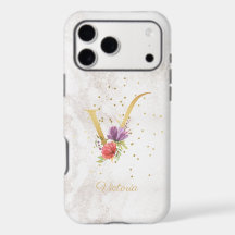 Floral Monogram Name Initial V Letter Personalize