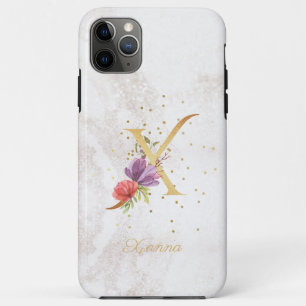 Floral Monogram Name Initial X Letter Personalize iPhone 11 Pro Max Case