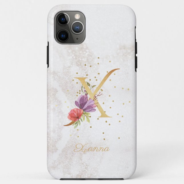 Floral Monogram Name Initial X Letter Personalize Case-Mate iPhone Case (Back)