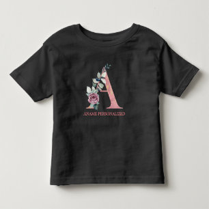 Floral Monogram Name Letters Pink Agate Toddler T-shirt