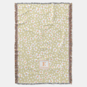 Floral Monogram Name Throw Blanket