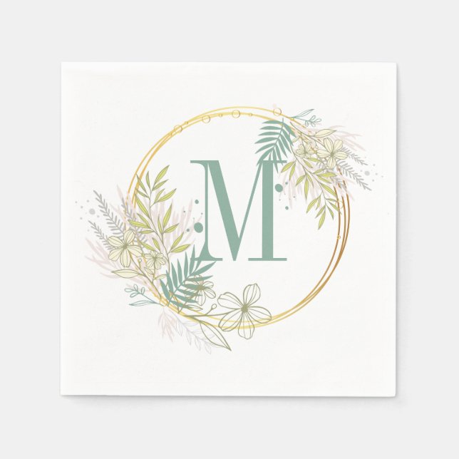 Floral Monogram Napkin (Front)