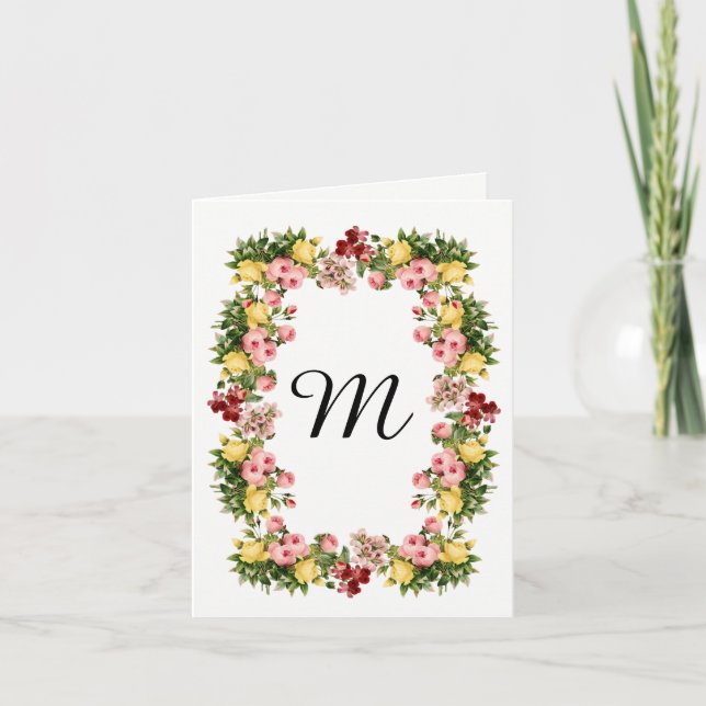 Floral Monogram Note Card (Front)