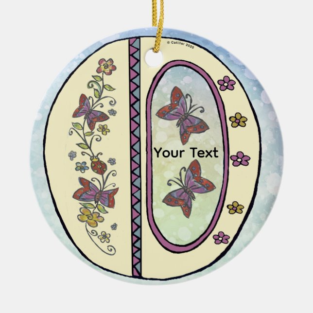 floral Monogram O  Ceramic Ornament (Front)