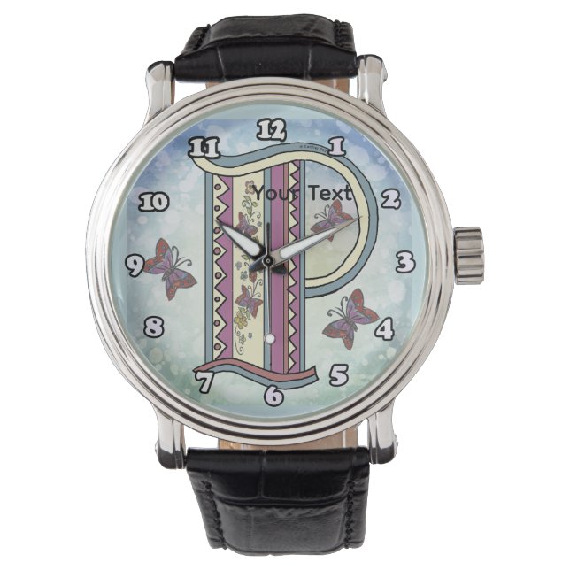 floral Monogram P  Watch (Front)