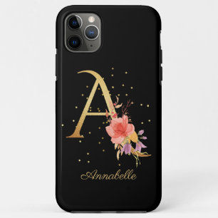 Floral Monogram Personalize Name Initial A Letter iPhone 11 Pro Max Case