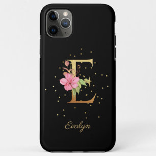 Floral Monogram Personalize Name Initial E Letter iPhone 11 Pro Max Case