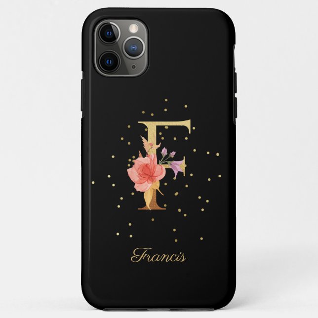 Floral Monogram Personalize Name Initial F Letter Case-Mate iPhone Case (Back)