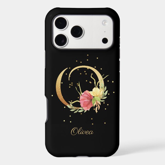 Floral Monogram Personalize Name Initial O Letter (Back)