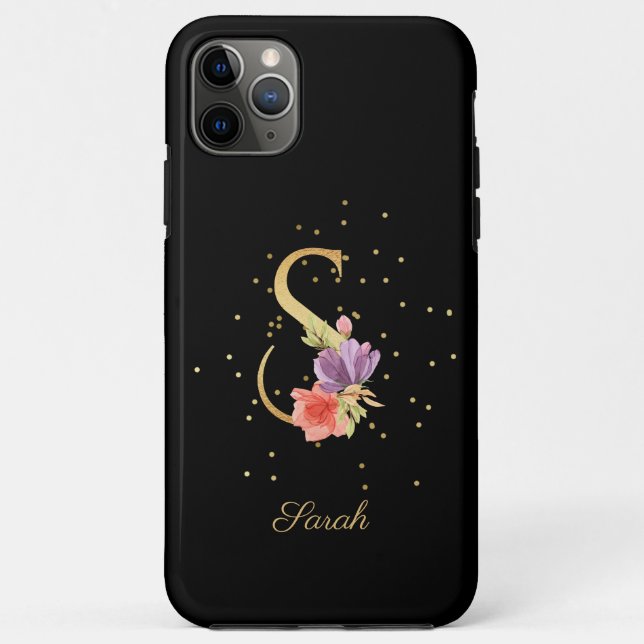 Floral Monogram Personalize Name Initial S Letter Case-Mate iPhone Case (Back)