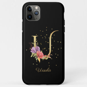 Floral Monogram Personalize Name Initial U Letter iPhone 11 Pro Max Case