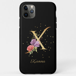 Floral Monogram Personalize Name Initial X Letter iPhone 11 Pro Max Case