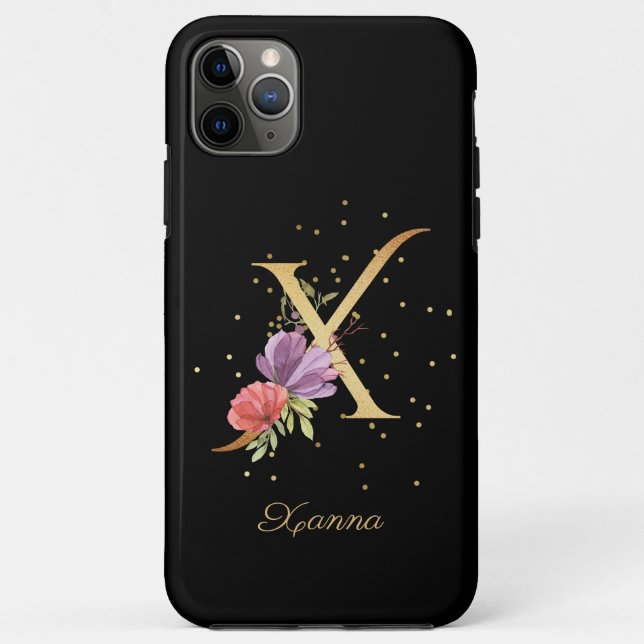 Floral Monogram Personalize Name Initial X Letter Case-Mate iPhone Case (Back)