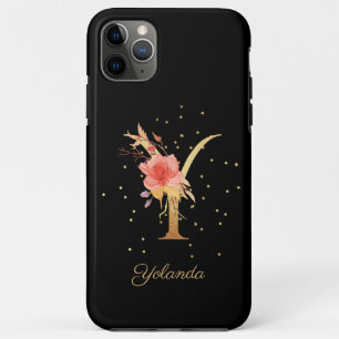 Floral Monogram Personalize Name Initial Y Letter iPhone 11 Pro Max Case