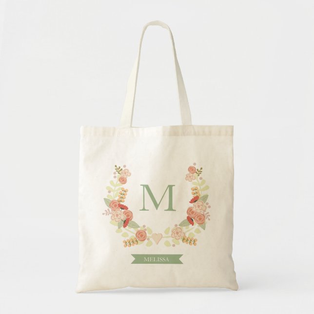 Floral Monogram personalized tote (Front)
