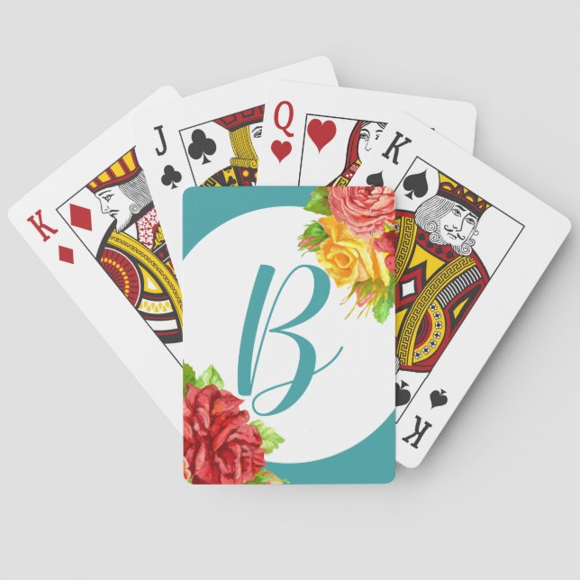 Floral Monogram Playing Cards (Back)