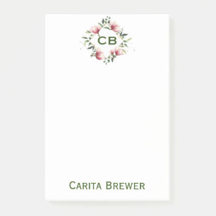 Floral Monogram Post-It Notes