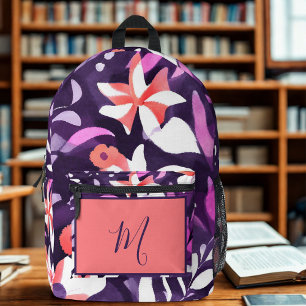 Floral Monogram Printed Backpack