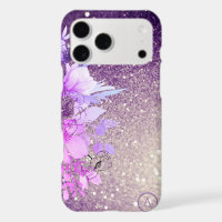 *~* Floral Monogram Purple Ombre Glitter